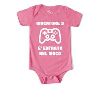 MyFirstwo Body Neonata Divertenti Manica Corta, Giocatore 3 è Entrato in Gioco, Tutina Bimba Gamer Unisex 100% Cotone Morbido e Traspirante, Simpatica Idea Regalo Baby Shower 12-18 mesi