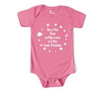 MyFirstwo Body Neonata Mamma e Papà - Sei il mio Sole Luna e Cielo Stellato - Tutina Manica Corta 100% Cotone Morbido, Simpatica Idea Regalo Festa della Mamma, Papà e Nascita 6-12 mesi