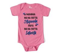 MyFirstwo Body Neonata Manica Corta Divertente - Mamma mi ha Fatta Stupenda Papà mi ha Fatta Interista - Tutina Bimba 100% Cotone Morbido e Traspirante - Simpatica Idea Regalo Baby Shower 12-18 mesi