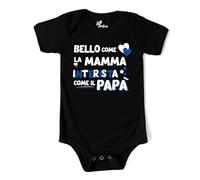 MyFirstwo Body Neonato Divertente Manica Corta - Bello come la Mamma Interista come il Papà - Tutina Bimbo 100% Cotone Morbido e Traspirante - Simpatica Idea Regalo Baby Shower 18-24 mesi