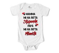 MyFirstwo Body Neonato Divertenti Manica Corta, Mamma mi ha Fatta Stupenda Papà mi ha Fatta Milanista, Tutina Bimba 100% Cotone Morbido Simpatica Idea Regalo Baby Shower 12-18 mesi