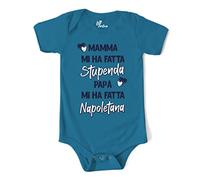 MyFirstwo Body Neonato Divertenti Manica Corta, Mamma mi ha Fatta Stupenda Papà mi ha Fatta Napoletana, Tutina Bimba 100% Cotone Morbido, Simpatica Idea Regalo Baby Shower 6-12 mesi