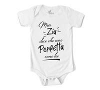 MyFirstwo Body Neonato Divertenti Manica Corta, Perfetta Come la Zia, Tutina Bimba 100% Cotone Morbido, Simpatica Idea Regalo Baby Shower