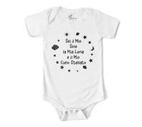 MyFirstwo Body Neonato Mamma e Papà - Sei il mio Sole Luna e Cielo Stellato - Tutina Manica Corta 100% Cotone Morbido, Simpatica Idea Regalo Festa della Mamma, Papà e Nascita 12-18 mesi
