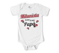 MyFirstwo Body Neonato Milanista come il mio Papà - Body Divertente a Manica Corta Bimbo 100% Cotone Morbido e Traspirante - Simpatica Idea Regalo Piccolo Tifoso Maschio e Femmina Baby Shower