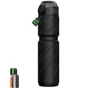 MYFOREST 700ml Borraccia Termica per Bici, con rivestimento interno in acciaio chirurgico inodore, impugnatura più salda per sentieri accidentati, apertura rapida (Tempesta nera)