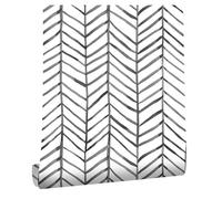 myforHD Carta da parati Autoadesivo Bianco e Nero Moderna Geometrica e Minimalista a Spina di Pesce in Vinile per una Decorazione d'Interno Raffinata