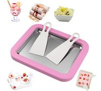 Myfroroll Ice Cream, Froroll Ice Cream, Instant Ice Cream Roller Maker, with Stainless Cold Plate & 2 Spatulas, Homemade DIY for Gelato, Sorbet, Frozen Yogur (Pink,L)