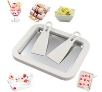 Myfroroll Ice Cream, Froroll Ice Cream, Instant Ice Cream Roller Maker, with Stainless Cold Plate & 2 Spatulas, Homemade DIY for Gelato, Sorbet, Frozen Yogur (White,L)