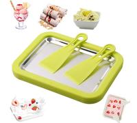 Myfroroll Ice Cream, Froroll Ice Cream, Instant Ice Cream Roller Maker, with Stainless Cold Plate & 2 Spatulas, Homemade DIY for Gelato, Sorbet, Frozen Yogur (Green,S)