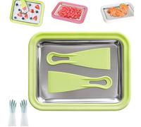 Myfroroll Ice Cream, Froroll Ice Cream, Mini Rolled Ice Cream Maker for Home, 304 Stainless Steel Cool Plate with 2 Spatulas, Homemade DIY for Gelato, Sorbet, and Frozen Yogurt (Green)