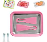 Myfroroll Ice Cream, Froroll Ice Cream, Mini Rolled Ice Cream Maker for Home, 304 Stainless Steel Cool Plate with 2 Spatulas, Homemade DIY for Gelato, Sorbet, and Frozen Yogurt (Red)