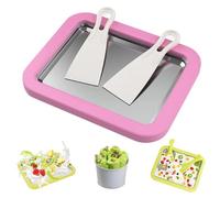 Myfroroll Ice Cream Roll Maker, Rolled Ice Cream Machine, Rolled Ice Cream Maker Tray with 2 Spatulas, Mini Rolled Ice Creams Maker for Making Rolled Ice Cream Soft Serve Slushies Frozen (Pink,S)
