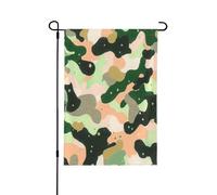 Myfsucce Bandiera da giardino a doppia faccia, design mimetico verde e oro, bandiere decorative da cortile per decorazione da giardino, resistente alle intemperie e doppia cucitura, 45 x 32 cm