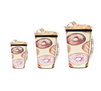 Myfsucce Confezione da 3 manicotti riutilizzabili per tazze da caffè ghiacciato con manico, per 470-907 ml, ciambelle ad acquerello, isolati in neoprene, per bevande fredde e calde