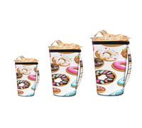 Myfsucce Confezione da 3 manicotti riutilizzabili per tazze da caffè ghiacciato con manico, per 470-907 g, ciambelle colorate isolate in neoprene per bevande calde e fredde