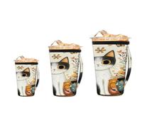 Myfsucce Confezione da 3 manicotti riutilizzabili per tazze da caffè ghiacciato con manico, per tazze da caffè ghiacciate e calde da 473,6-907,2 g, motivo gatto tra fiori