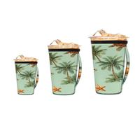 Myfsucce Confezione da 3 manicotti riutilizzabili per tazze da caffè ghiacciato con manico, per tazze da caffè da 470 a 907 ml, tartaruga, stella marina, in neoprene, isolati per bevande calde e