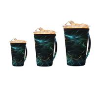 Myfsucce Confezione da 3 manicotti riutilizzabili per tazze da caffè ghiacciato con manico, per tazze da caffè fredde e calde per ritratti di gatti con luce al neon e isolati in neoprene
