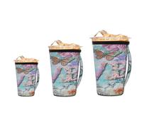 Myfsucce Confezione da 3 manicotti riutilizzabili per tazze da caffè ghiacciato con manico, per tazze da caffè fredde e calde da 473,6 a 907,2 g, lettere d'amore floreali e farfalle, isolati in