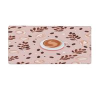 Myfsucce Grande tappetino da scrivania per scrivania, 40,6 x 90,2 cm, con base in gomma antiscivolo a forma di foglia di chicco di caffè, tappetino protettivo per tastiera e mouse, tappetino per