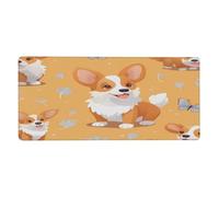 Myfsucce Grande tappetino da scrivania per scrivania, 40,6 x 90,2 cm, simpatico cucciolo di Corgi con base in gomma antiscivolo, tappetino protettivo per tastiera e mouse, tappetino per scrivania da