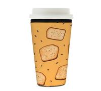 Myfsucce Manica riutilizzabile della tazza di caffè, manica del caffè freddo del neoprene con stampa del toast del fumetto, spessore di 2mm, dimensione 22-680,4 g