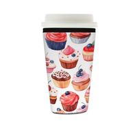 Myfsucce Manica riutilizzabile della tazza di caffè, manica del caffè freddo del neoprene con stampa colorata del cupcake, spessore di 2mm, dimensione 16-18oz