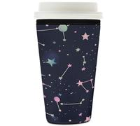 Myfsucce Manica riutilizzabile della tazza di caffè, manica del caffè ghiacciata del neoprene con la stampa delle costellazioni delle stelle, spessore di 2mm, dimensione 32oz