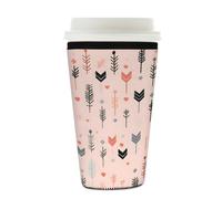 Myfsucce Manica riutilizzabile della tazza di caffè, manica del caffè ghiacciata del neoprene con la stampa etnica della freccia, spessore di 2mm, dimensione 22-24oz