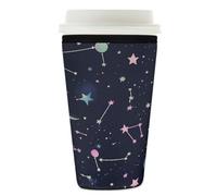 Myfsucce Manica riutilizzabile della tazza di caffè, manica del caffè ghiacciata del neoprene con la stampa delle costellazioni delle stelle, spessore di 2mm, dimensione 26-28oz