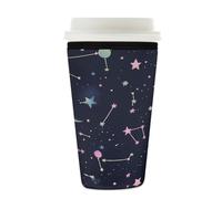 Myfsucce Manica riutilizzabile della tazza di caffè, manica del caffè ghiacciata del neoprene con la stampa delle costellazioni delle stelle, spessore di 2mm, dimensione 22-24oz