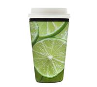 Myfsucce Manica riutilizzabile della tazza di caffè, manica del caffè ghiacciata del neoprene con stampa del modello delle fette di calce, spessore di 2mm, dimensione 22-24oz