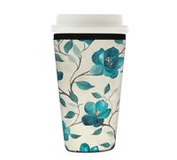 Myfsucce Manica riutilizzabile della tazza di caffè, manica del caffè ghiacciata del neoprene con stampa di progettazione del ramo del fiore dell'alveolo, spessore di 2mm, dimensione 22-680,4 g