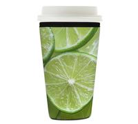 Myfsucce Manica riutilizzabile della tazza di caffè, manica del caffè ghiacciata del neoprene con stampa del modello delle fette di calce, spessore di 2mm, dimensione 26-28oz