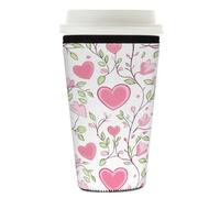 Myfsucce Manica riutilizzabile della tazza di caffè, manica del caffè ghiacciato del neoprene con stampa floreale che riscalda le foglie, spessore di 2 mm, dimensione 26-28oz
