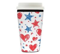 Myfsucce Manica riutilizzabile della tazza di caffè, manica del caffè ghiacciato del neoprene con stampa dello schizzo della stella del cuore, spessore di 2mm, dimensione 26-28oz