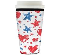 Myfsucce Manica riutilizzabile della tazza di caffè, manica del caffè ghiacciato del neoprene con stampa dello schizzo della stella del cuore, spessore di 2mm, dimensione 32oz