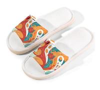 Myfsucce Pantofole da donna, con punta aperta, antiscivolo, comode, traspiranti, estive, in lino, pantofole da casa per donne e uomini, per interni, Foglia di scoiattolo astr, 41/42 EU