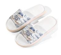 Myfsucce Pantofole da donna, con punta aperta, antiscivolo, comode, traspiranti, estive, in lino, pantofole da casa per donne e uomini, per interni, Barca di sterzo Bear Sailor, 38.5/39.5 EU