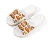 Myfsucce Pantofole da donna, con punta aperta, antiscivolo, comode, traspiranti, estive, in lino, pantofole da casa per donne e uomini, per interni, Modello di pane, 38.5/39.5 EU