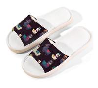 Myfsucce Pantofole da donna, con punta aperta, antiscivolo, comode, traspiranti, estive, in lino, pantofole da casa per donne e uomini, per interni, Colorato Llama Cactus Scuro, 38.5/39.5 EU