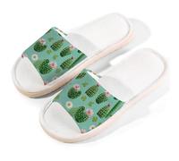 Myfsucce Pantofole da donna, con punta aperta, antiscivolo, comode, traspiranti, estive, in lino, pantofole da casa per donne e uomini, per interni, Cuore Cactus Fiore Rosa, 42.5/43 EU