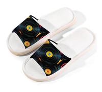 Myfsucce Pantofole da donna, con punta aperta, antiscivolo, comode, traspiranti, estive, in lino, pantofole da casa per donne e uomini, per interni, CD di registrazione musicale, 41/42 EU