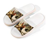 Myfsucce Pantofole da donna, con punta aperta, antiscivolo, comode, traspiranti, estive, in lino, pantofole da casa per donne e uomini, per interni, Pittura A Olio Gallo Vintage, 38.5/39.5 EU
