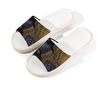 Myfsucce Pantofole da donna, con punta aperta, antiscivolo, comode, traspiranti, estive, in lino, pantofole da casa per donne e uomini, per interni, Cosmico Pantera Nera Alata, 40/40.5 EU