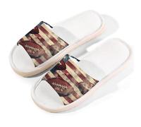 Myfsucce Pantofole da donna, con punta aperta, antiscivolo, comode, traspiranti, estive, in lino, pantofole da casa per donne e uomini, per interni, Vintage American Football Sport, 40/40.5 EU