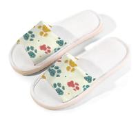 Myfsucce Pantofole da donna, con punta aperta, antiscivolo, comode, traspiranti, estive, in lino, pantofole da casa per donne e uomini, per interni, Zampe Vintage Pet Beige, 38.5/39.5 EU