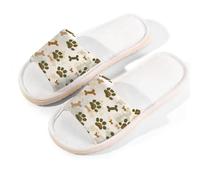 Myfsucce Pantofole da donna, con punta aperta, antiscivolo, comode, traspiranti, estive, in lino, pantofole da casa per donne e uomini, per interni, Camouflage Pet Paws Beige, 40/40.5 EU