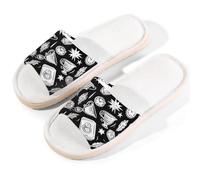 Myfsucce Pantofole da donna, con punta aperta, antiscivolo, comode, traspiranti, estive, in lino, pantofole da casa per donne e uomini, per interni, Trofei Sportivi Scarabocchi Nero, 40/40.5 EU